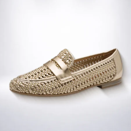 Kožne ženske mokasinke gold boje
