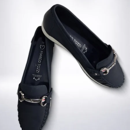 Marco Tozzi kožne ženske mokasinke - Plave