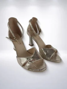 Ženske ljetne sandale s potpeticom - Zlatne - 36